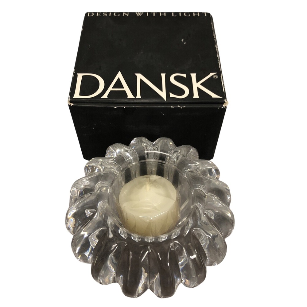 Dansk Swirl Candleholder Crystal Glass Candle Holder ~ NIB